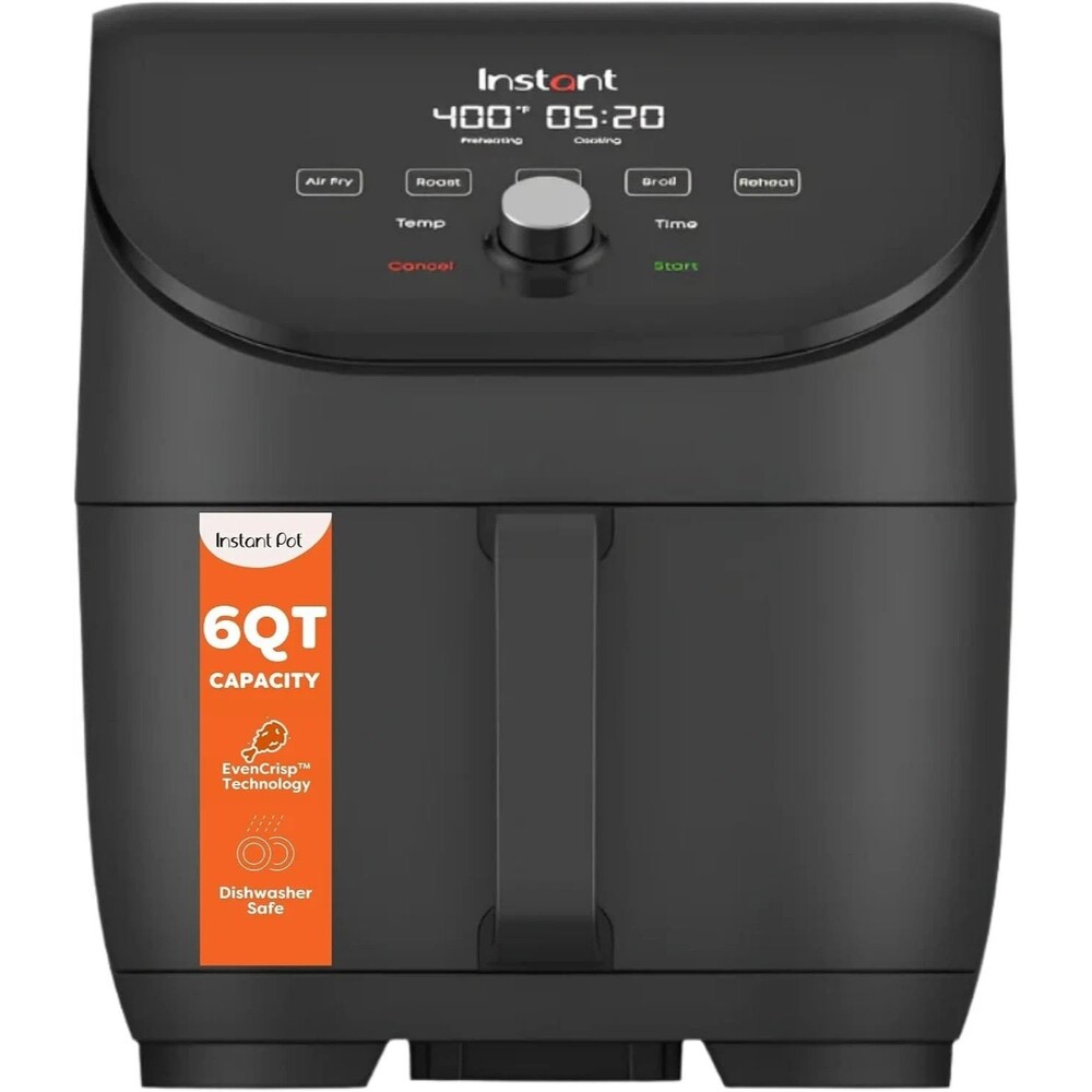Instant Pot Vortex Slim XL 6QT 5-in-1 Air Fryer Black 1700W Space-Saving Digital